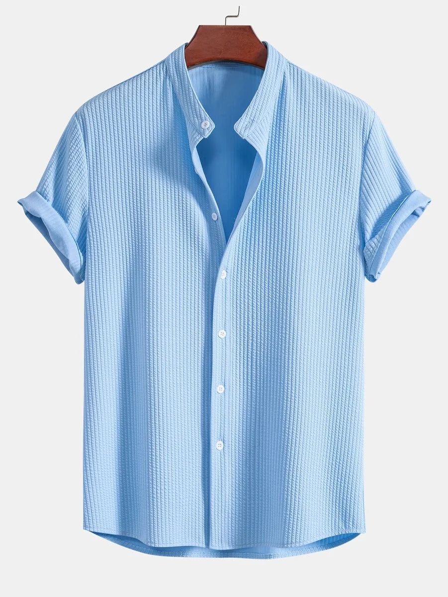 Ribbed High Neck Muscle Fit Shirt