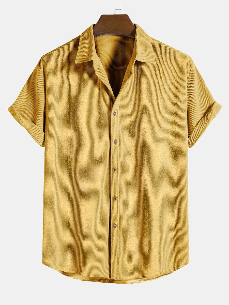 Short Sleeve Corduroy Button Shirt