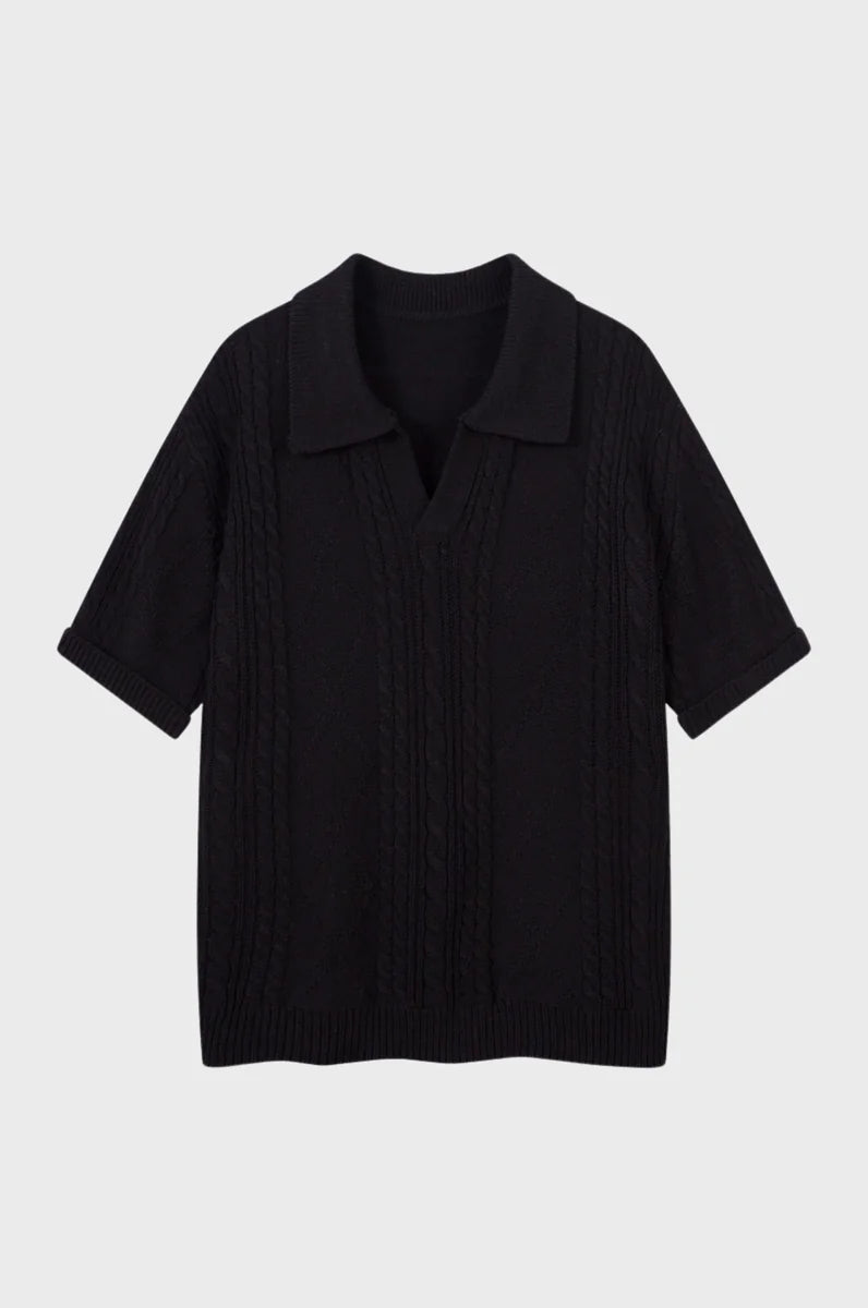 Collar Knitted Short Sleeve Shirt