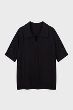 Collar Knitted Short Sleeve Shirt