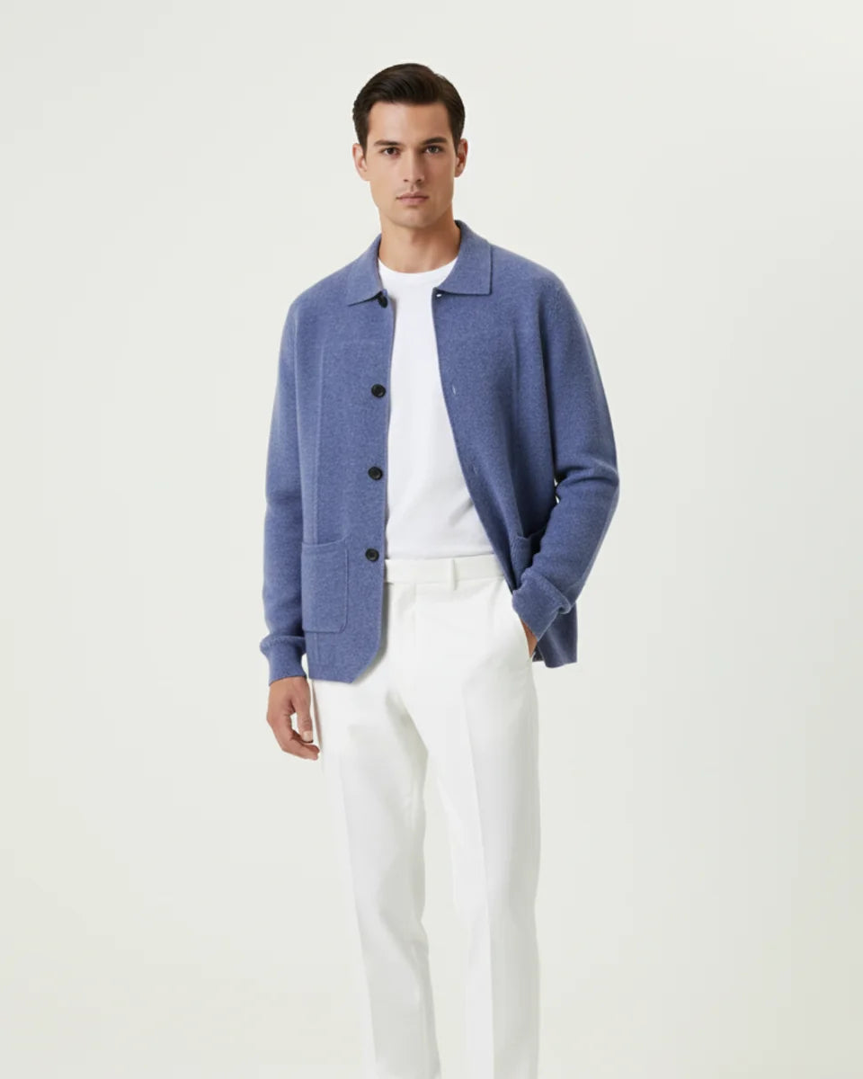 100% CASHMERE BUTTON OVERSHIRT