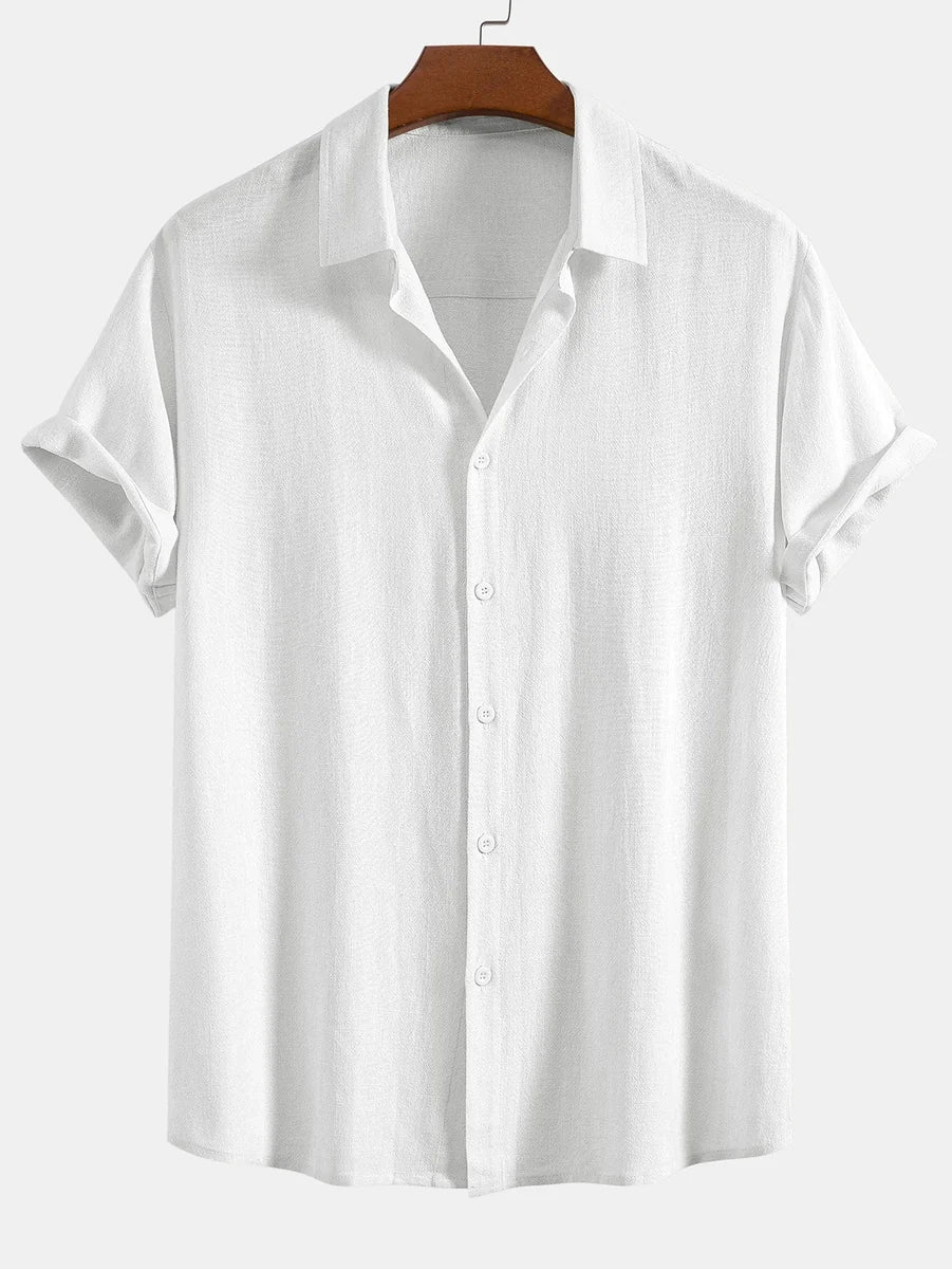 Linen Rayon Blend Button Shirt and Straight-Leg Linen Pants