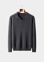 NORVALE WOOL RIBBED BUTTONLESS POLO