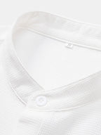 Waffle Texture Shirt with Mandarin Collar
