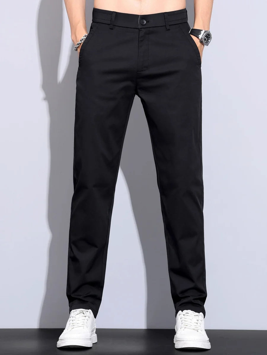Straight-Leg Pants with Elastic Waistband