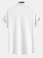 Plaid Jacquard Shirt with Mandarin Collar