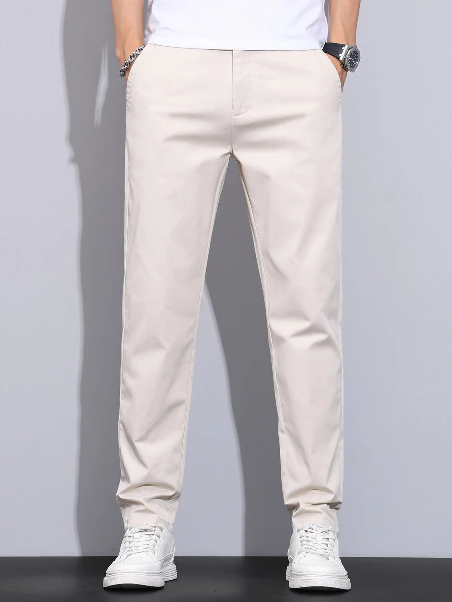 Straight-Leg Pants with Elastic Waistband