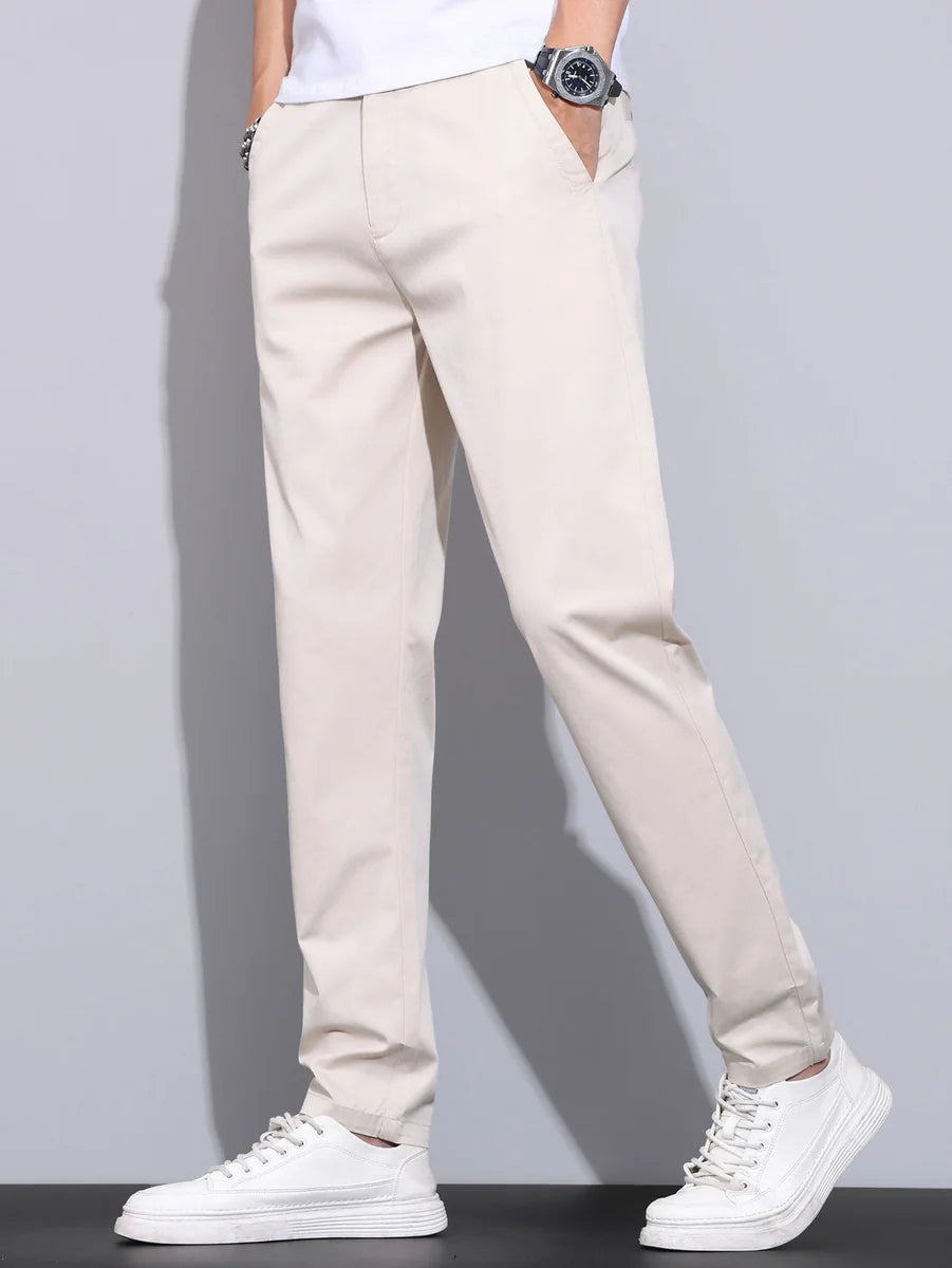 Straight-Leg Pants with Elastic Waistband