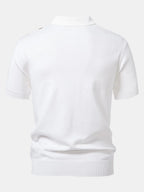 Knit Polo Shirt with Zipper & Straight-Leg Ribbed Pants