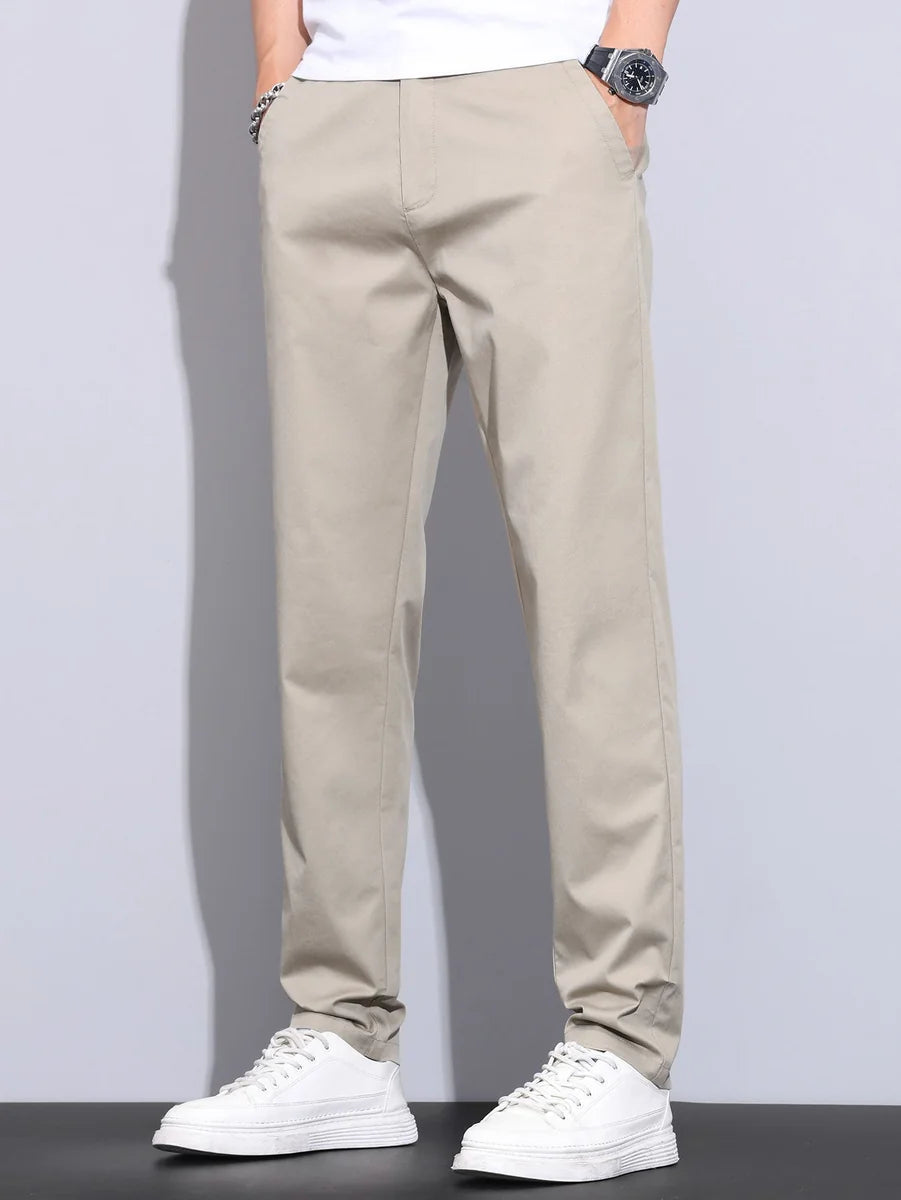 Straight-Leg Pants with Elastic Waistband
