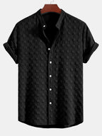 Plaid Jacquard Shirt with Mandarin Collar