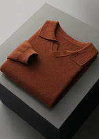 NORVALE WOOL RIBBED BUTTONLESS POLO