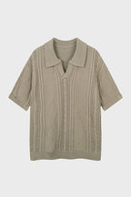 Collar Knitted Short Sleeve Shirt