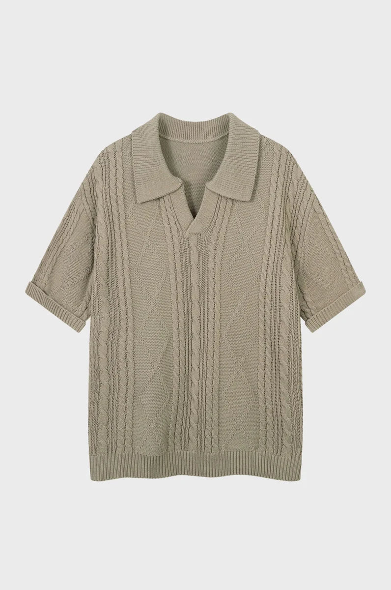 Collar Knitted Short Sleeve Shirt