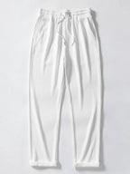 Knit Polo Shirt with Zipper & Straight-Leg Ribbed Pants