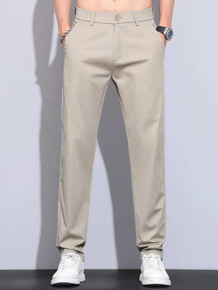Straight-Leg Pants with Elastic Waistband