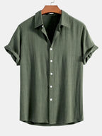 Linen Rayon Blend Button Shirt and Straight-Leg Linen Pants
