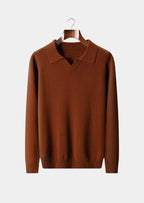 NORVALE WOOL RIBBED BUTTONLESS POLO