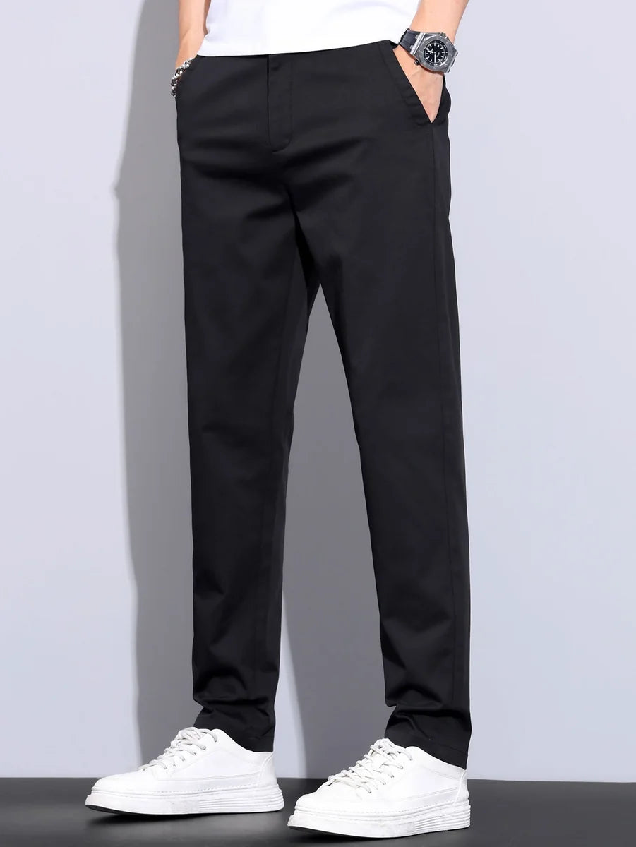 Straight-Leg Pants with Elastic Waistband