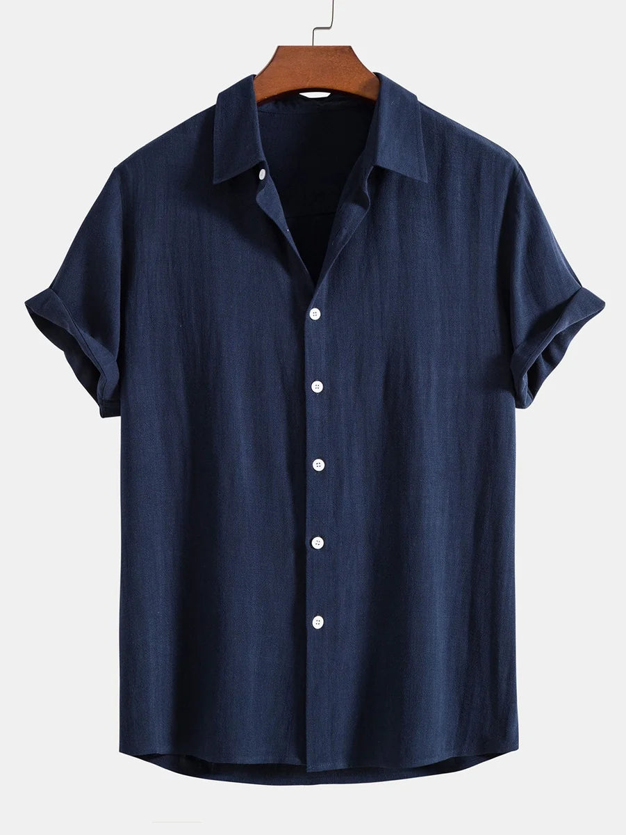 Linen Rayon Blend Button Shirt and Straight-Leg Linen Pants