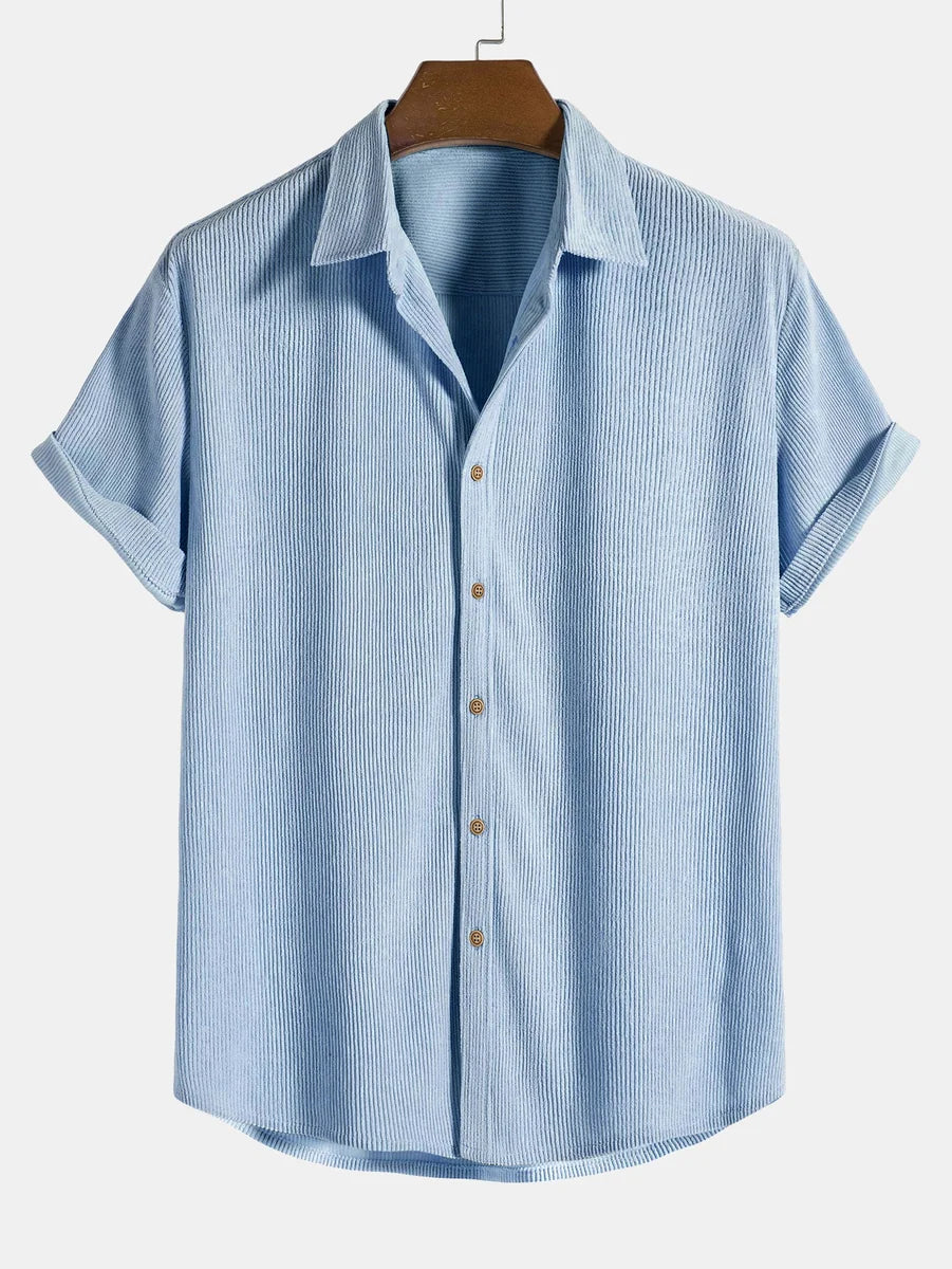 Short Sleeve Corduroy Button Shirt