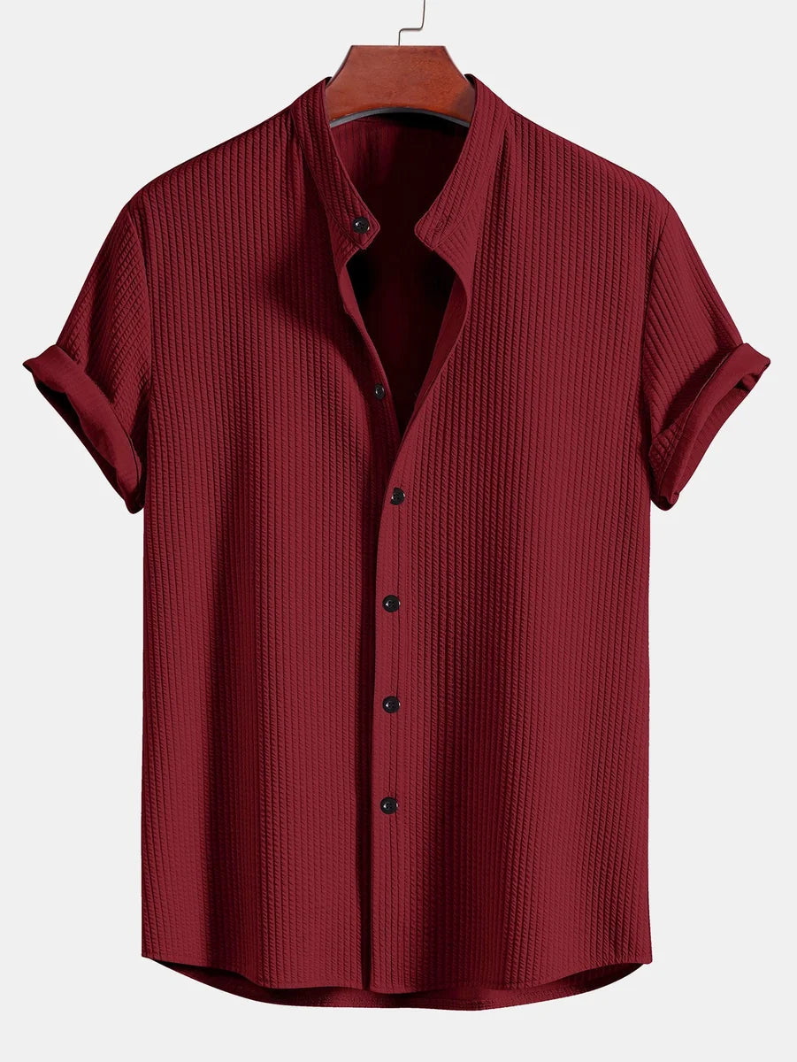 Ribbed High Neck Muscle Fit Shirt