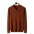 NORVALE WOOL RIBBED BUTTONLESS POLO