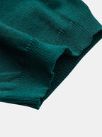 Knit Polo Shirt with Zipper & Straight-Leg Ribbed Pants