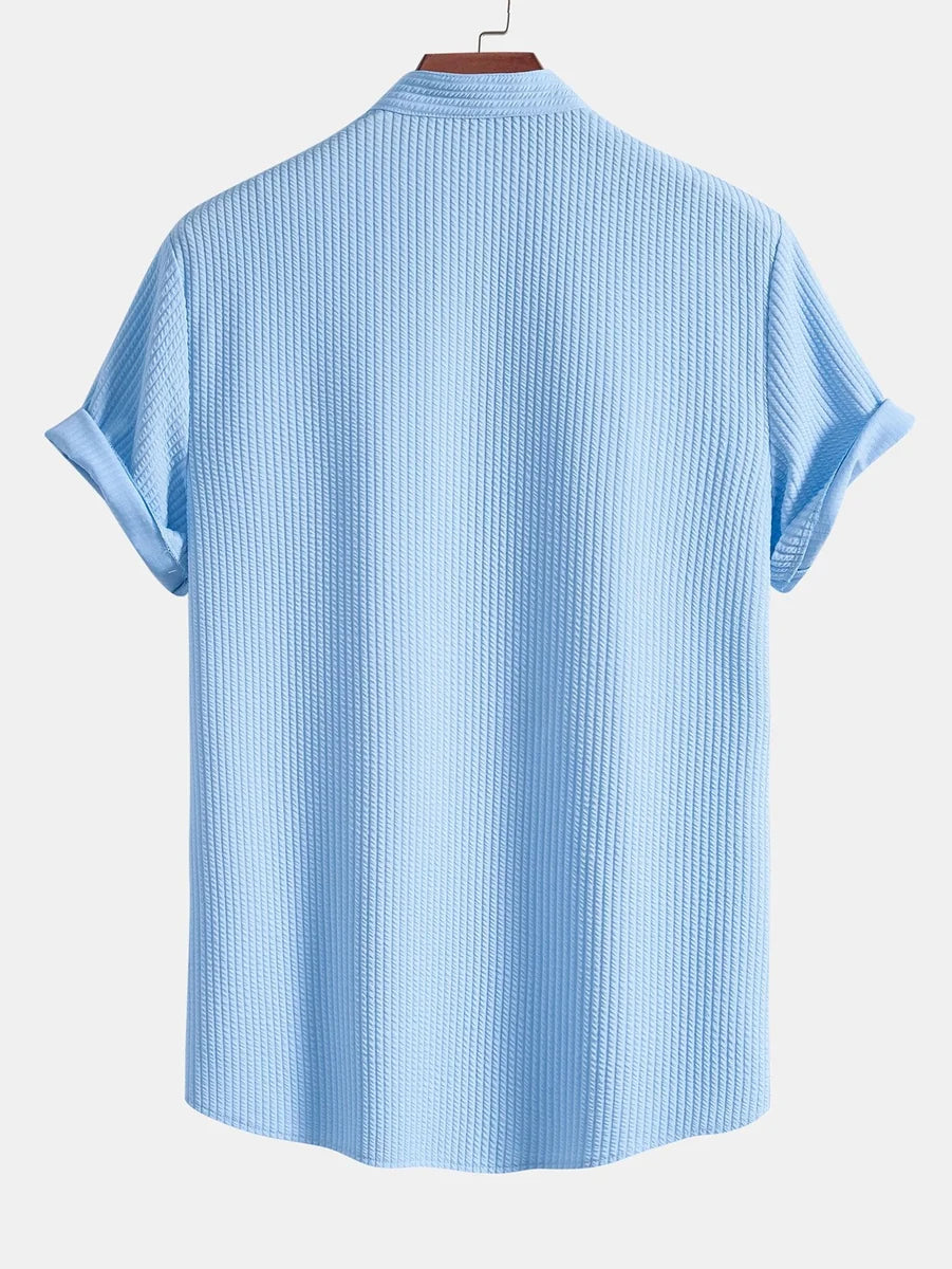 Ribbed High Neck Muscle Fit Shirt
