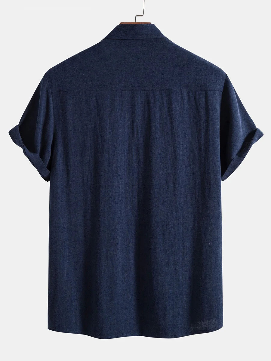 Linen Rayon Blend Button Shirt and Straight-Leg Linen Pants