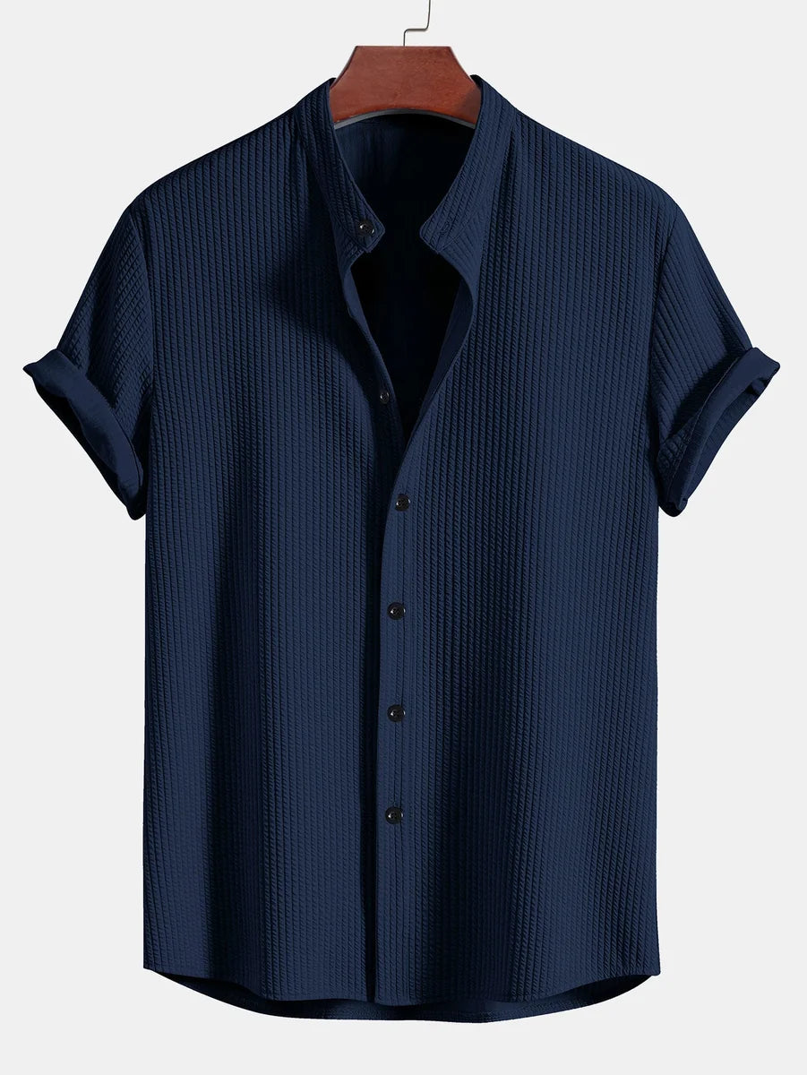 Ribbed High Neck Muscle Fit Shirt