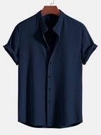 Ribbed High Neck Muscle Fit Shirt