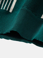 Knit Polo Shirt with Zipper & Straight-Leg Ribbed Pants
