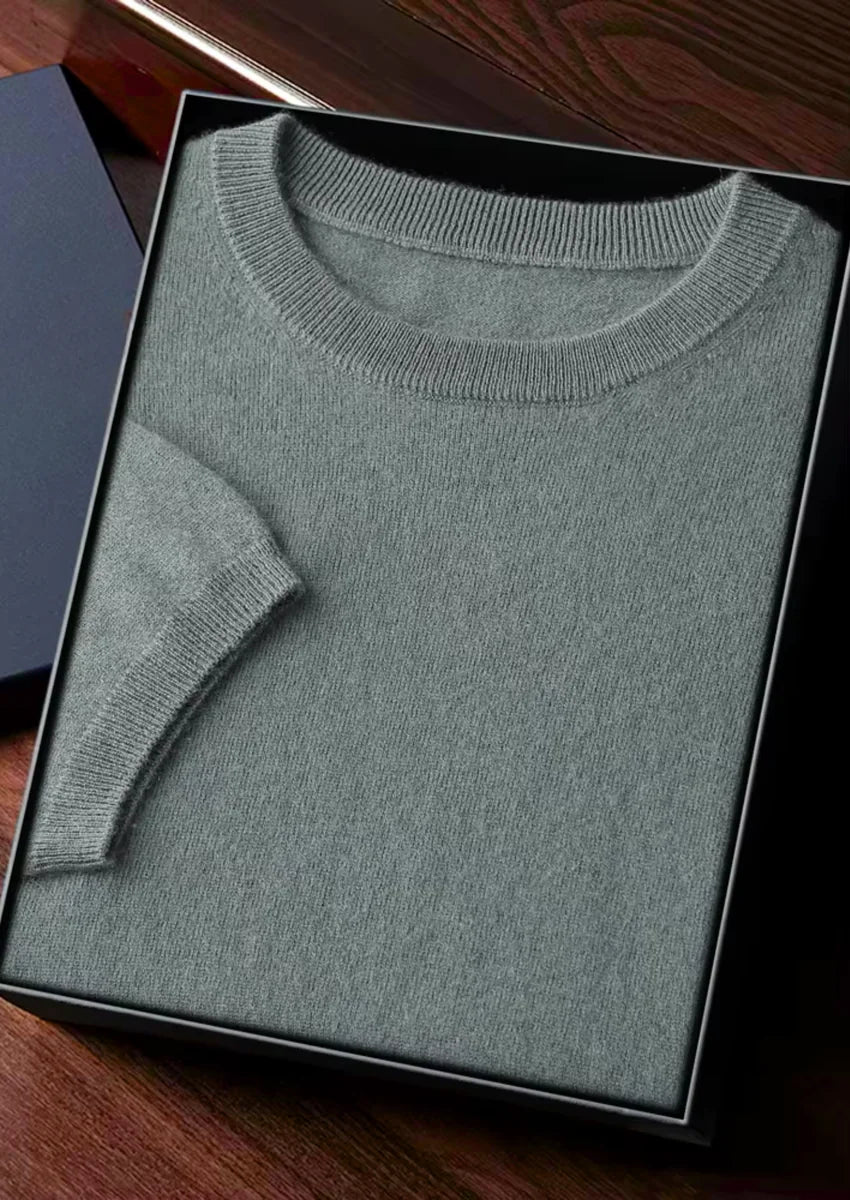 100% CASHMERE CLASSIC CREWNECK T-SHIRT