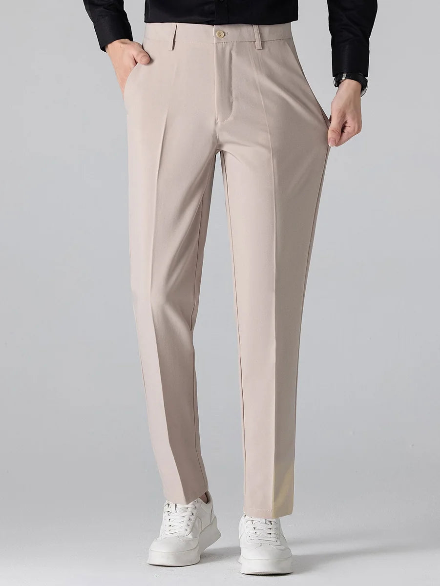 Knit Polo with Zipper and Contrast Trim & Slim Tapered Pants