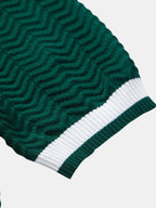 Knit Polo Shirt with Textured Contrast and Slim Tapered Fit Pants
