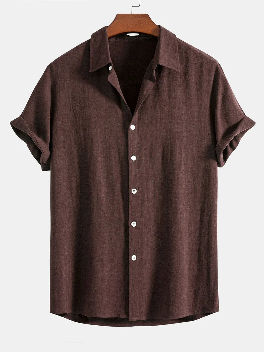 Linen Rayon Blend Button Shirt and Straight-Leg Linen Pants
