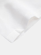 Waffle Texture Shirt with Mandarin Collar