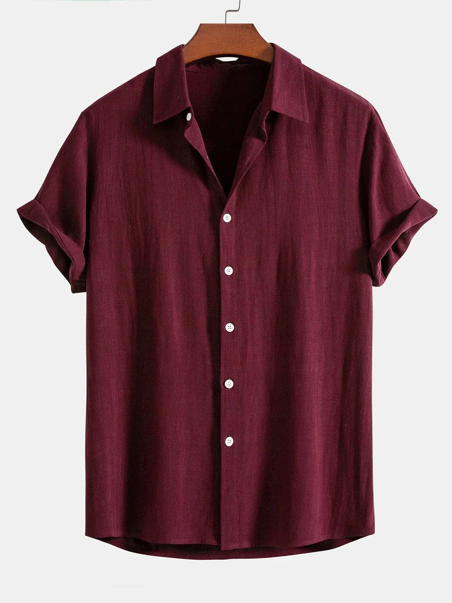Linen Rayon Blend Button Shirt and Straight-Leg Linen Pants