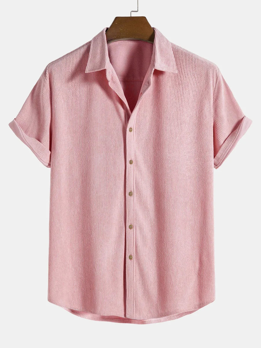 Short Sleeve Corduroy Button Shirt