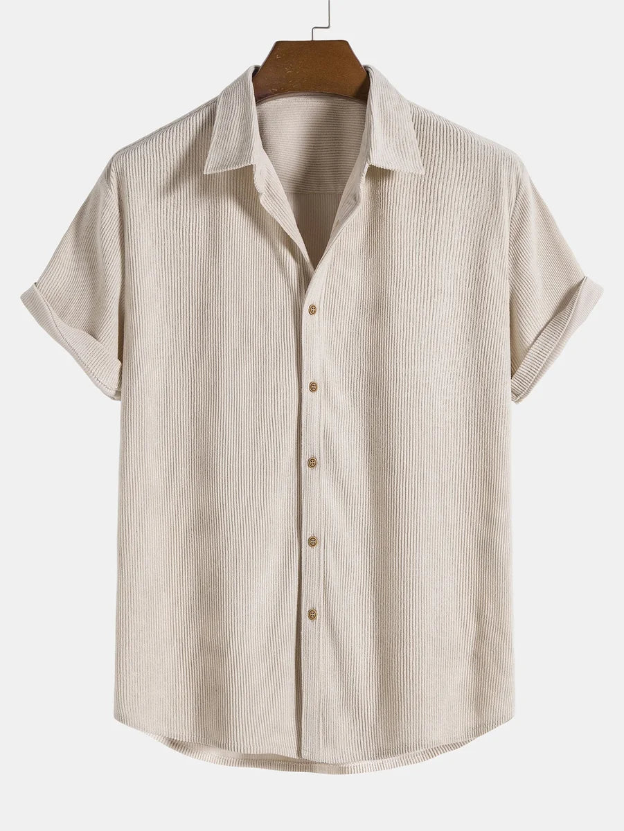 Short Sleeve Corduroy Button Shirt