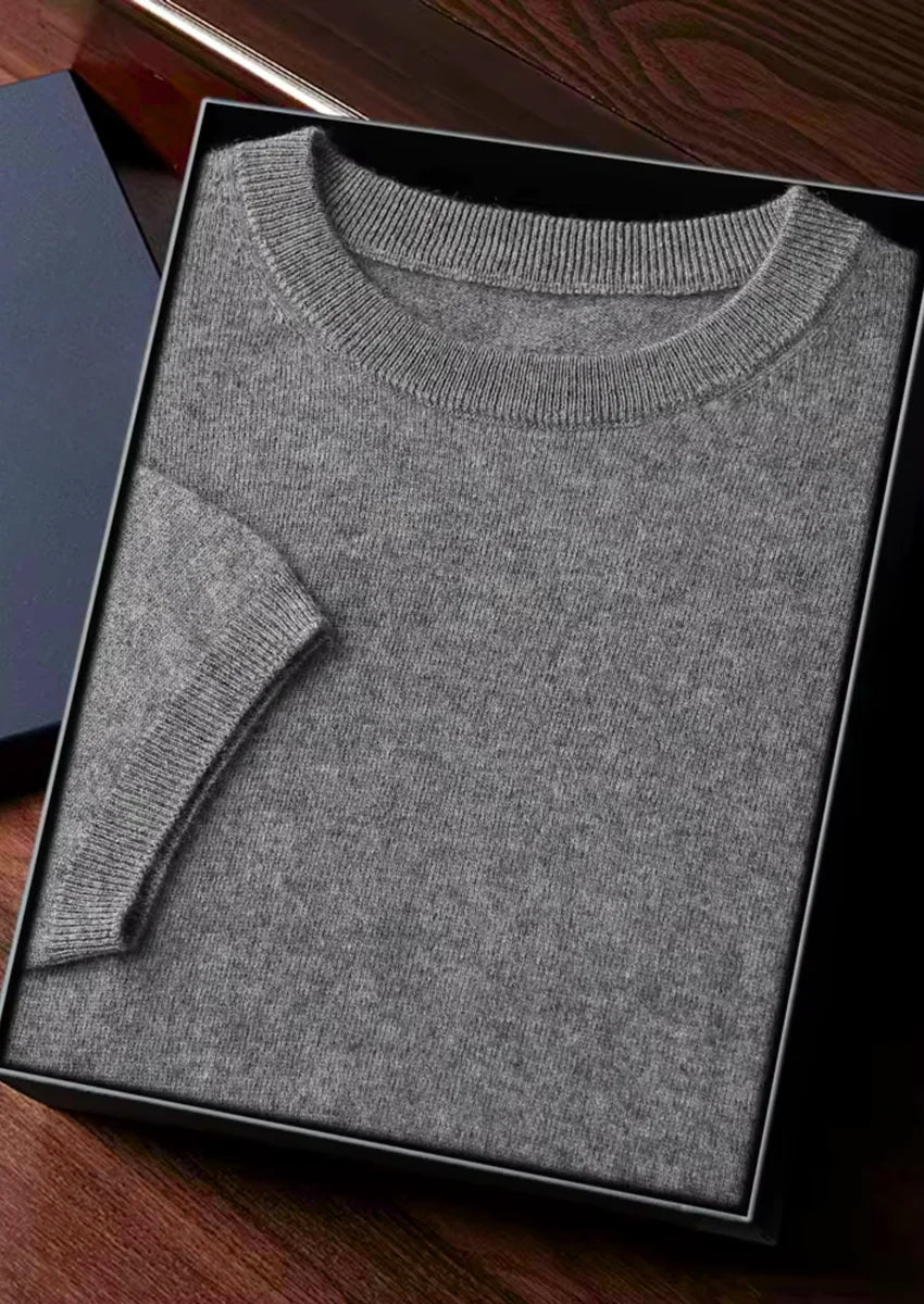 100% CASHMERE CLASSIC CREWNECK T-SHIRT
