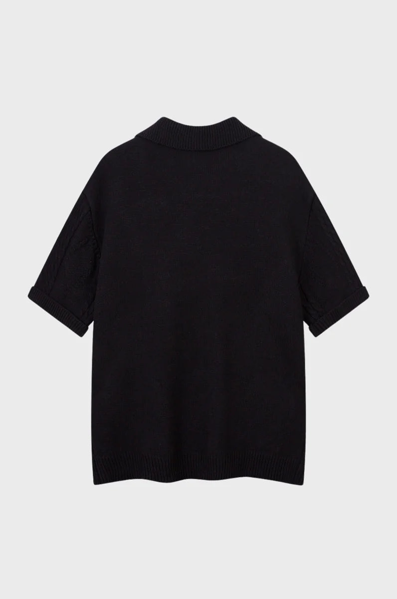 Collar Knitted Short Sleeve Shirt