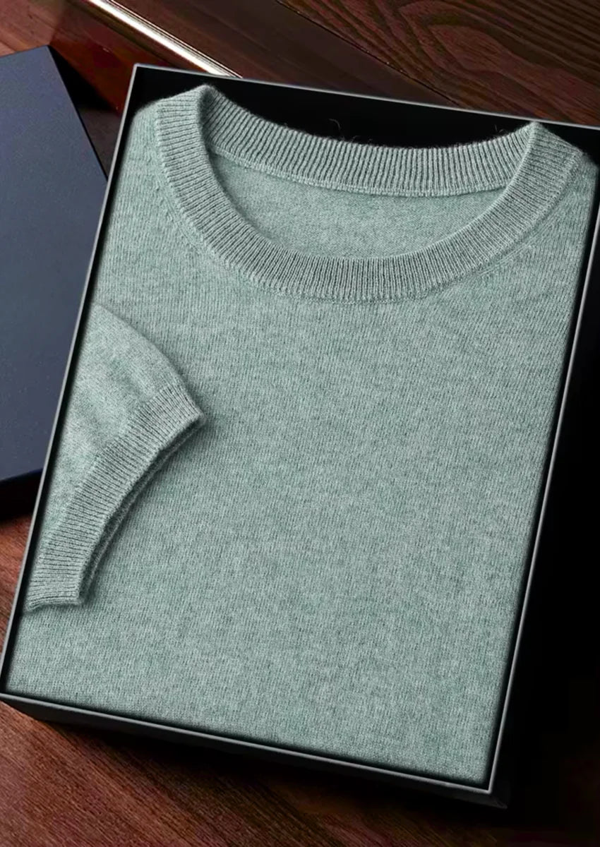 100% CASHMERE CLASSIC CREWNECK T-SHIRT