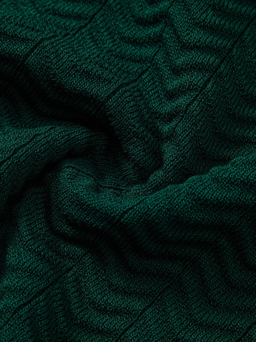 Knit Polo Shirt with Textured Contrast and Slim Tapered Fit Pants