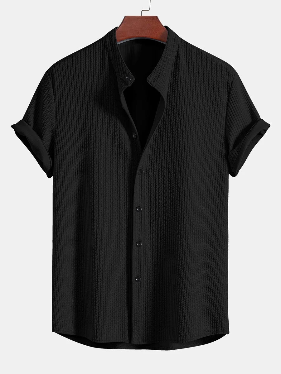 Ribbed High Neck Muscle Fit Shirt