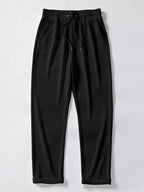 Knit Polo Shirt with Zipper & Straight-Leg Ribbed Pants