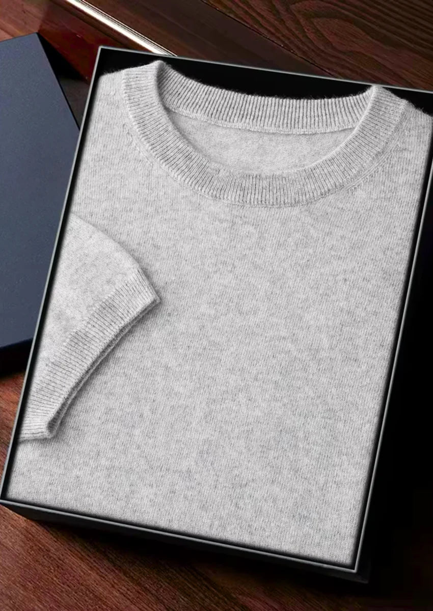 100% CASHMERE CLASSIC CREWNECK T-SHIRT
