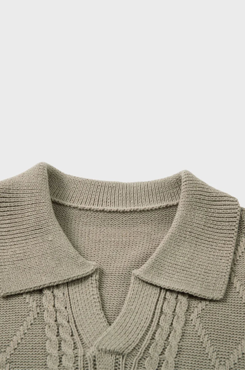 Collar Knitted Short Sleeve Shirt