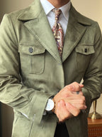 Old Money Italian Slim Fit Velvet Suede Jacket